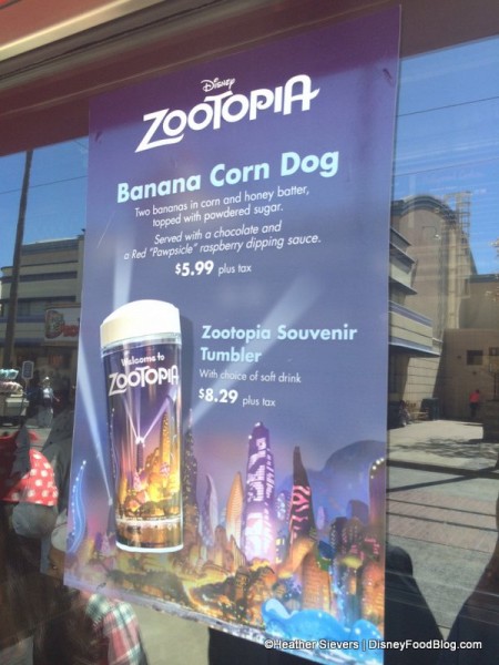 Zootopia Banana Corn Dog & Sipper Offerings