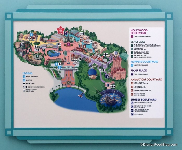 Updated Map of Hollywood Studios with Muppets Courtyard