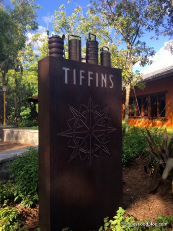 Tiffins Sign, with tiffins on top