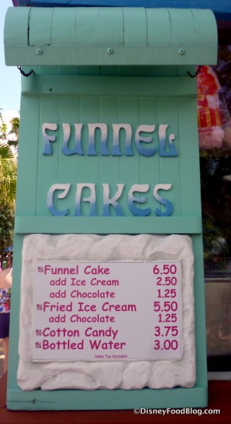 Funnel Cake Stand Menu