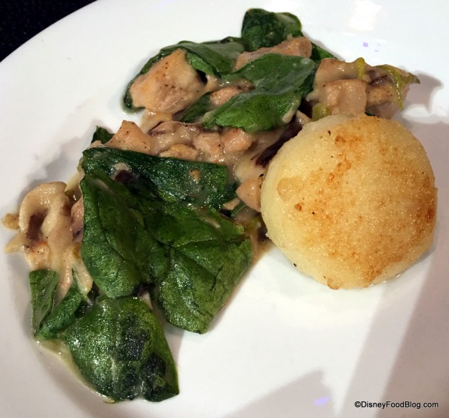 Chicken and Dumplings: Stewed Chicken with Mushrooms and Spinach