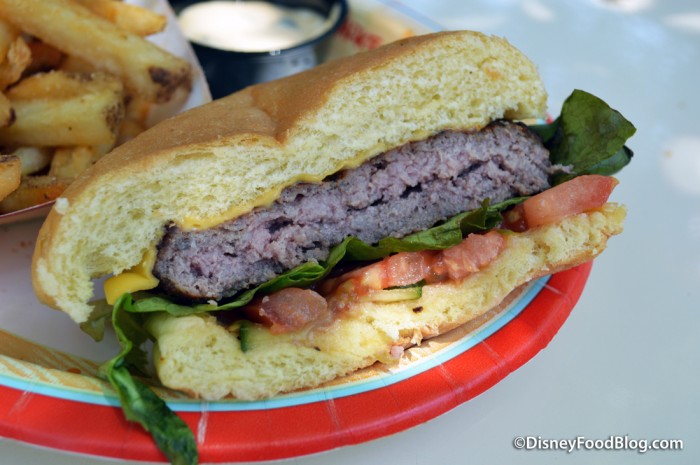 American Kobe Beef Cheesburger cross-section