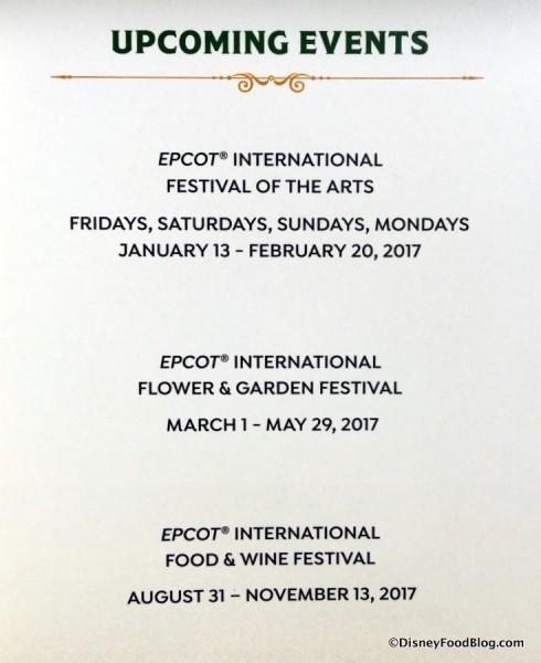 Epcot Festival Dates for 2017