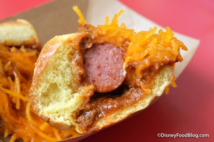 Chili Cheese Hot Dog Cross-Section