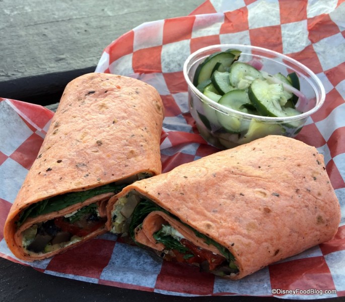 Roasted Portobello and Vegetable Wrap and Cucumber Salad