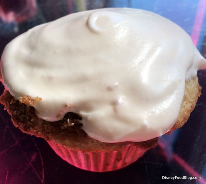Rhubarb Cupcake with Cream Cheese Icing -- Up Close