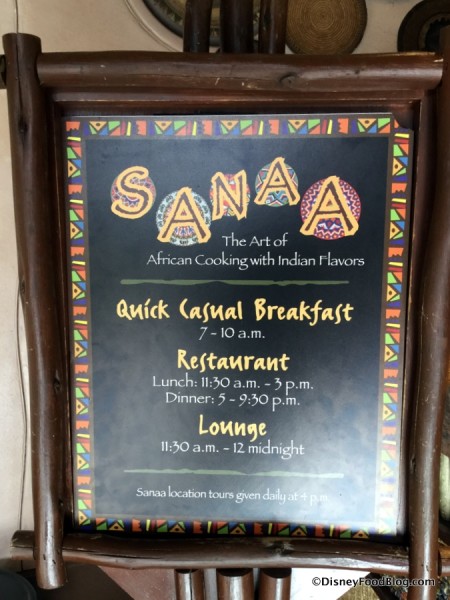 Sanaa Meal Time Sign