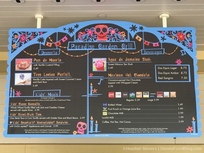 Dia de los Muertos Dessert, Kids, and Drinks menu
