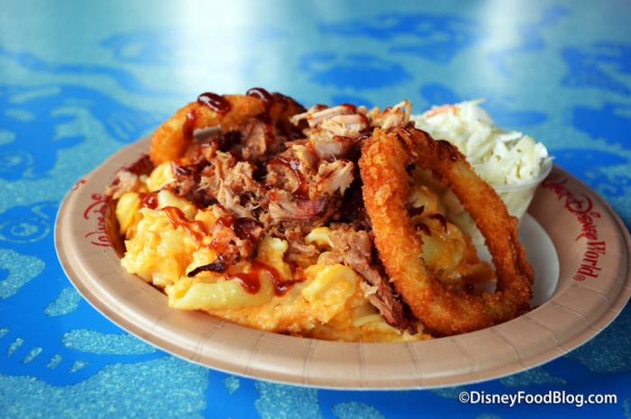 Baked Macaroni and Cheese with Pulled Pork at Flame Tree Barbecue