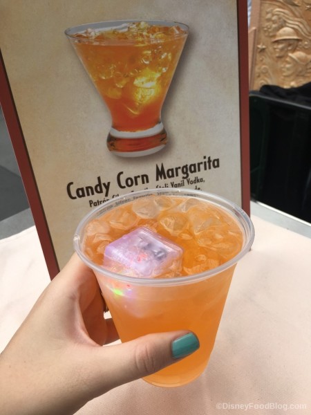 Candy Corn Margarita with Glow Cube