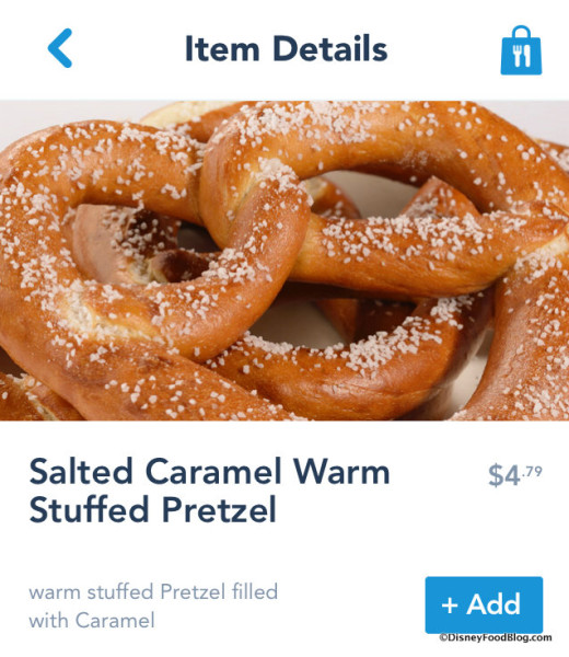 Salted Caramel Warm Stuffed Pretzel on Mobile Order screenshot