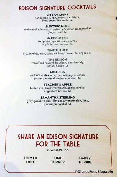 Edison Signature Cocktails