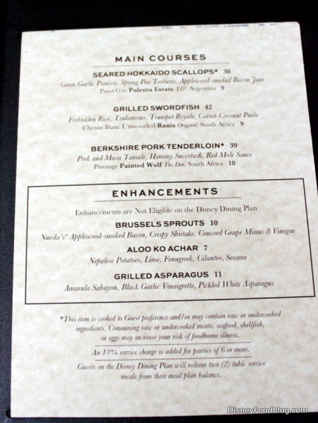 Main Courses and Enhancements
