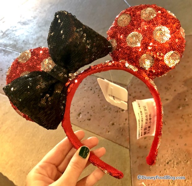 Red and White Minnie Ears with Bow