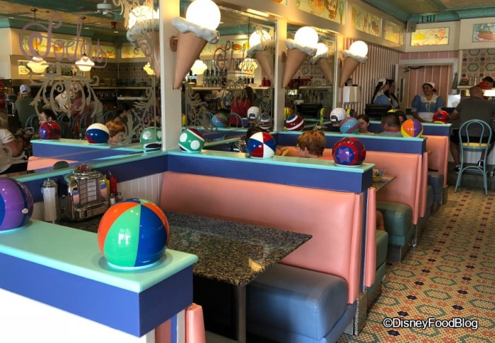 Booth seating at Beaches and Cream