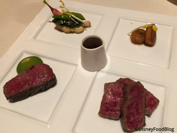 Australian Kobe-Style Beef with Potato Pinwheel, Ramps, and Mizyaki Japanese Beef Add-On