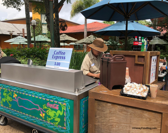 Hot Dog Cart Now Offers Coffee in the morning at Animal Kingdom