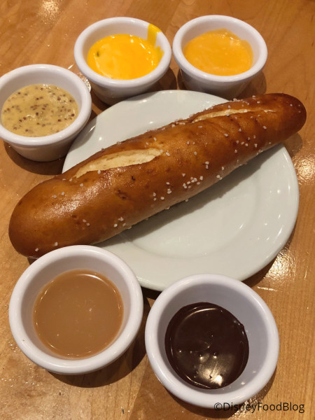 ESPN Club Pretzel with all the Dipping Sauces