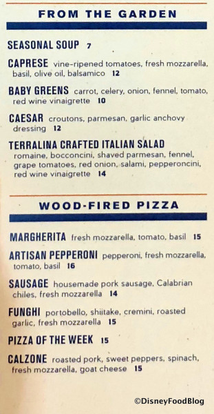 From the Garden and Pizza Menu
