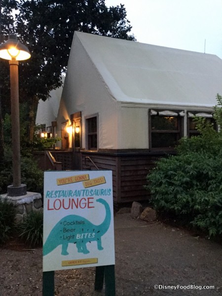 Restaurantosaurus Lounge sign and entrance side