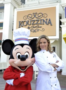 Cat Cora and Mickey Mouse at Kouzzina