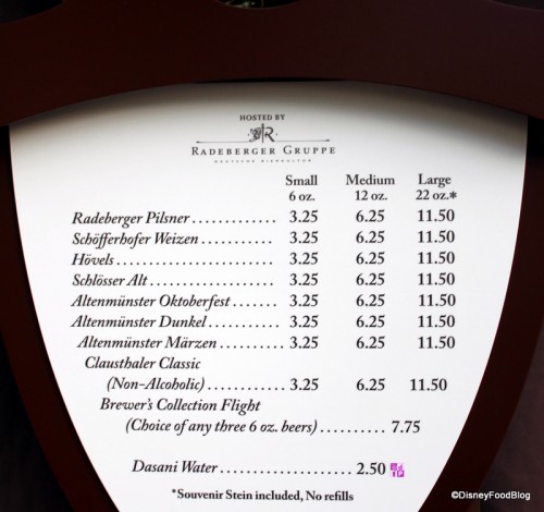Brewers menu