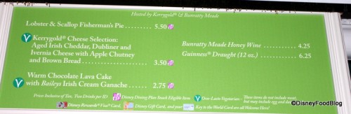 ireland menu