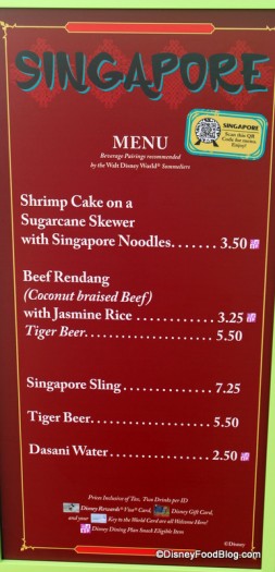 Singapore Menu