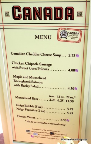 Canada Menu