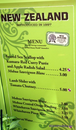 New Zealand Menu