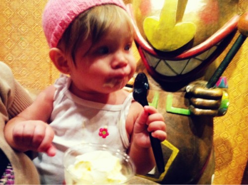 First Dole Whip for Baby Westfall! Photo courtesy Karen and Mike Westfall, who are awesome.