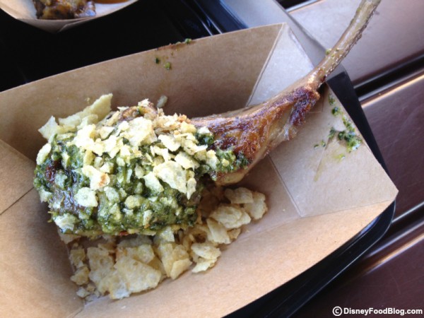 Grilled Lamb Chop with Mint Pesto and Potato Crunchies -- Australia Booth