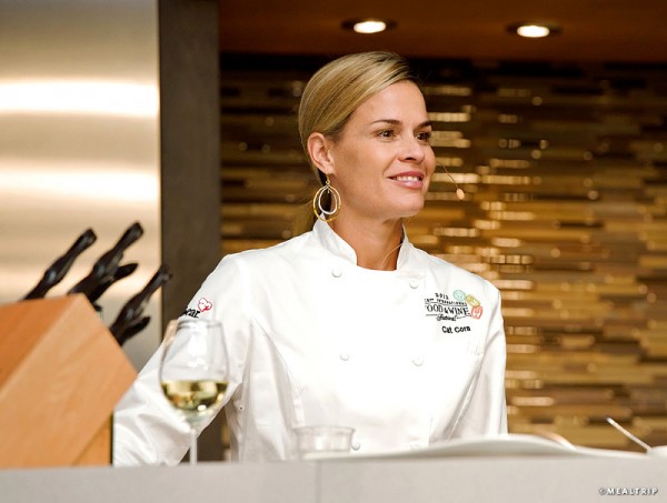 Chef Cat Cora at an Epcot Food and Wine Festival Culinary Demonstration
