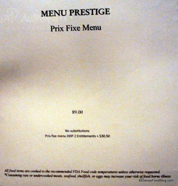 Monsieur Paul PrixFixe Menu 2