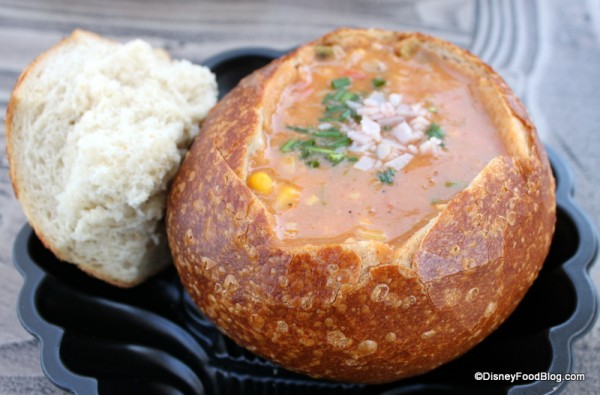 Santa Rosa Corn Chowder in a Bread Bowl