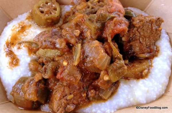 Berbere Style Beef with Onions, Jalapeños, Tomato, Okra, and Pap