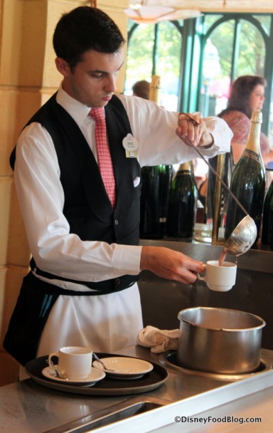 Pouring Chocolat Chaud at the Parisian Breakfast