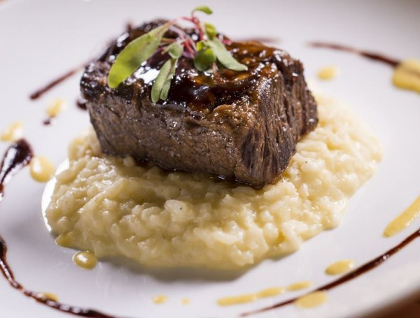 Cabernet-Braised Short Rib with Corn Risotto is Slow-Cooked for Six Hours