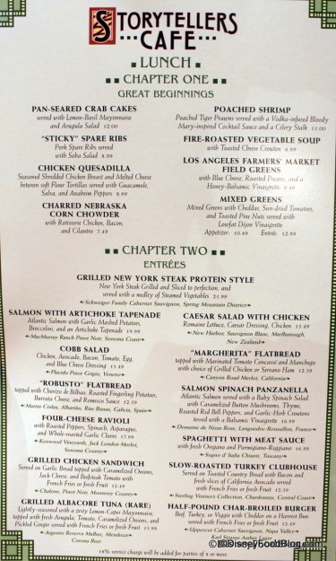 Full Lunch Menu -- Click to Enlarge 