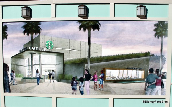 Artwork on construction walls for West Side Starbucks