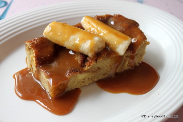 Brioche French Toast with  Salted Caramel Sauce and Bananas 