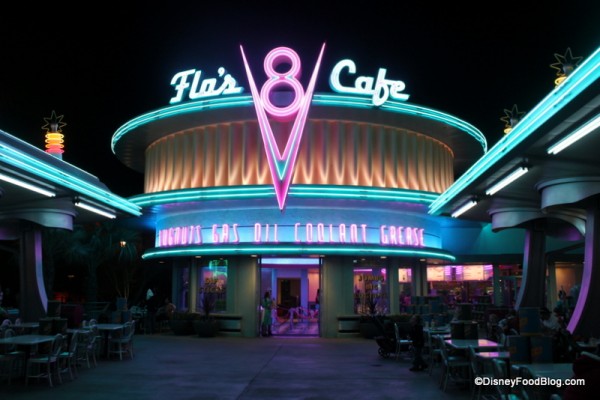 Flo's V-8 Cafe at night
