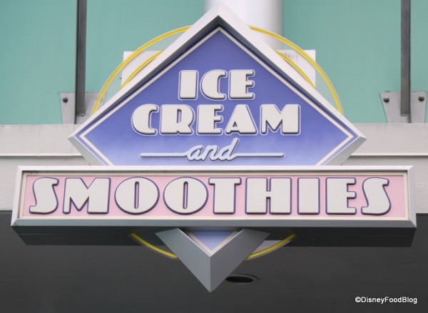 Ice Cream and Smoothies sign