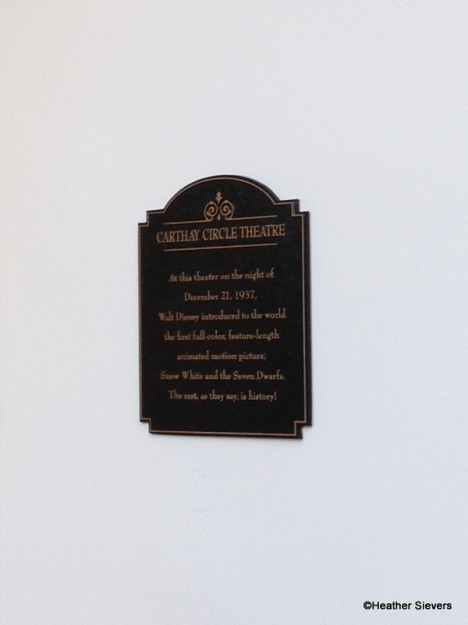 Plaque Commemorating the Historic Premiere of Snow White and the Seven Dwarfs at Carthay Circle Theatre