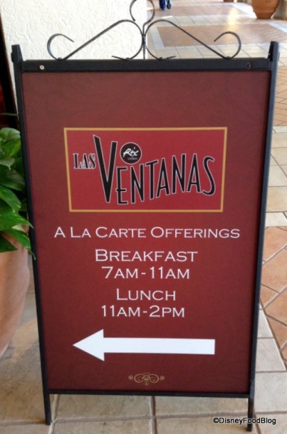 Las Ventanas sign with operating hours