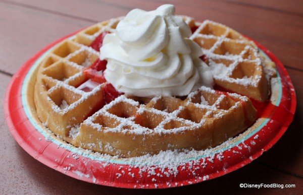 Waffle with Strawberries and Cream