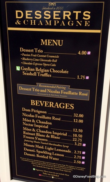 2014 Desserts & Champagne Marketplace Booth Menu - Click for larger image