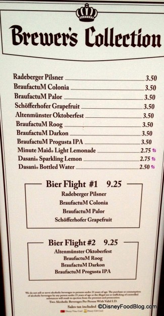 Brewer's Collection 2014 Festival Menu - click image for larger version