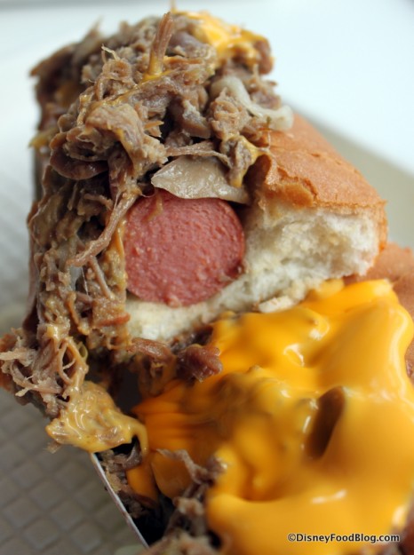 Philly Cheese Steak Hot Dog -- Cross Section