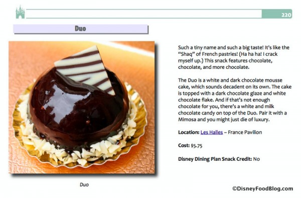 Sample Page of the DFB Guide to Epcot Snacks 2014